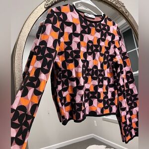 Zara, geometric pattern sweater, medium